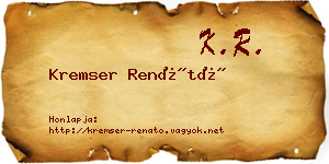 Kremser Renátó névjegykártya